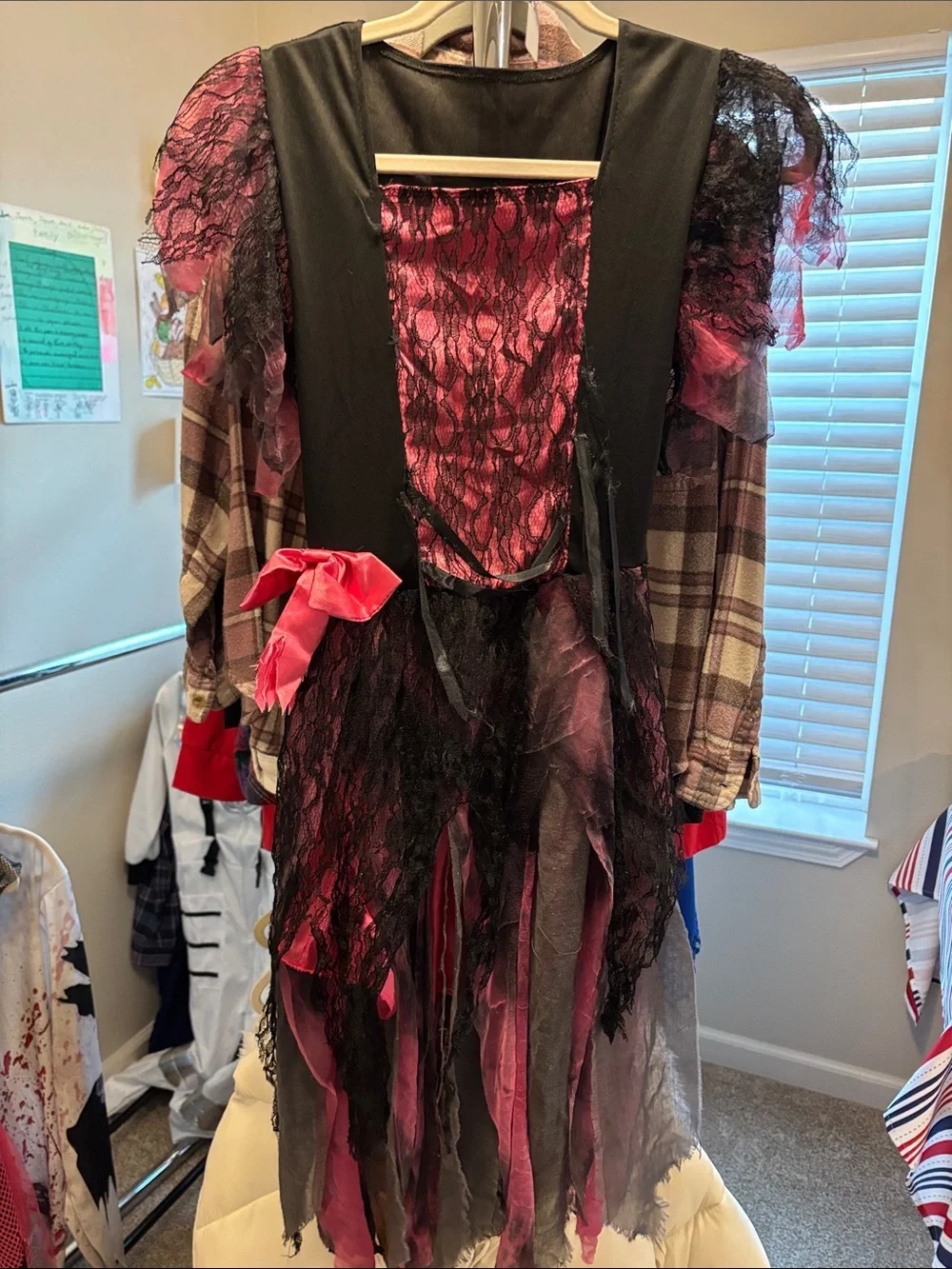 Girls Pink and Black Gothic Zombie Halloween Costume Dress